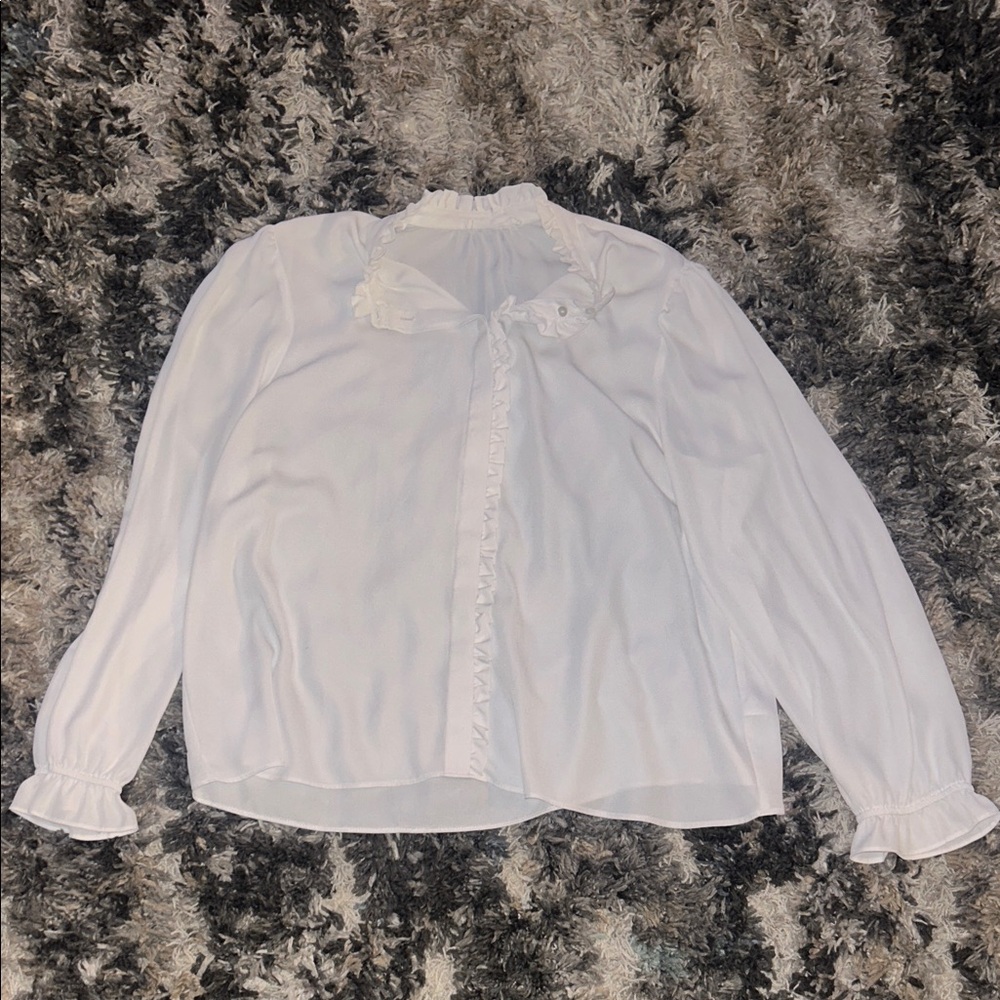 Elegant White Ruffle Blouse